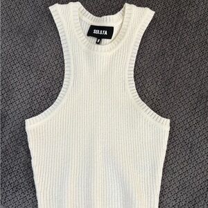 SER.O.YA Ivory Ribbed Tank Top